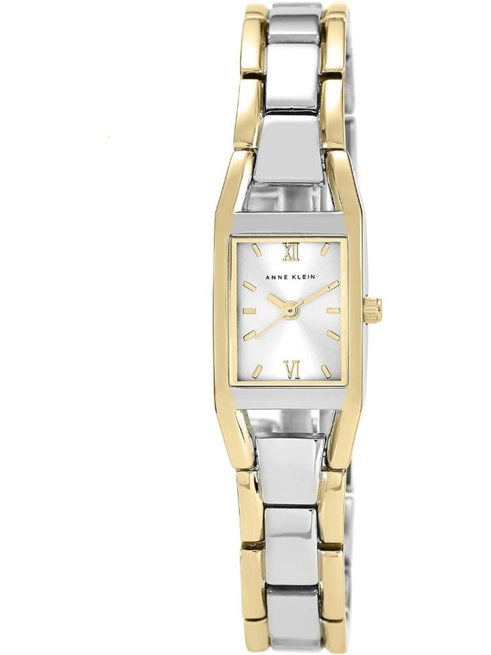 Women's Two Tone Adjustable Link Bracelet Crystal Lens Dress Quartz Wrist Watch